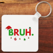カスタマイズ可能デザイン:Bruhミームで面白いクリスマス キーホルダー (裏面)