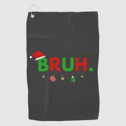 カスタマイズ可能デザイン: Bruh Meme 楽しいクリスマス ゴルフタオル (正面)