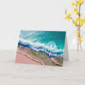 カスタマイズ可能ハッピーバースデー |ターコイズ波 カード (黄色い花)