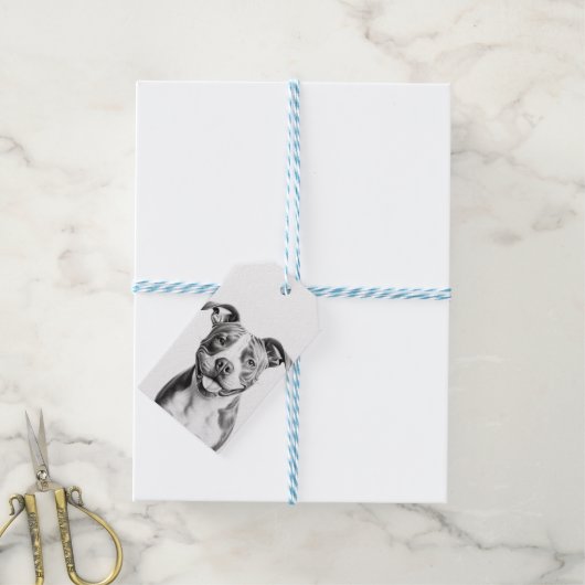 カスタマイズ可能ピットブルテリア ギフトタグ (より糸付き)