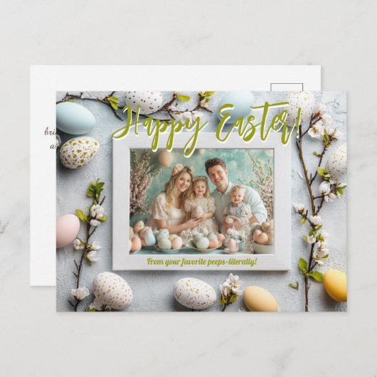 🐰🥚🌸カスタマイズ可能🐇ホッピー復活祭の願い シーズンポストカード (正面/裏面)