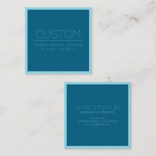 カスタマイズ可能モダン文字 | 海&ロビンエッグブルー スクエア名刺 (正面/裏面)