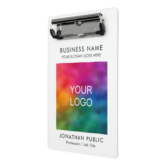 カスタマイズ可能企業のな会社ロゴ ミニクリップボード (アングル2)