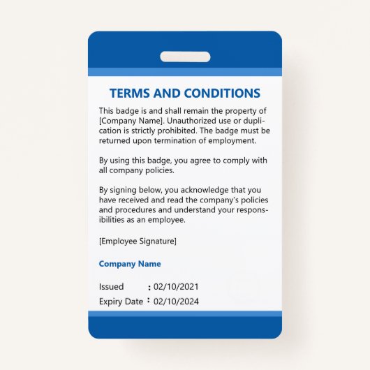 カスタマイズ可能企業のな従業員ロゴの青い写真 バッジ (裏面)