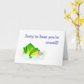 カスタマイズ可能健康なカード-悲しい緑カエル--を得て下さい カード (黄色い花)