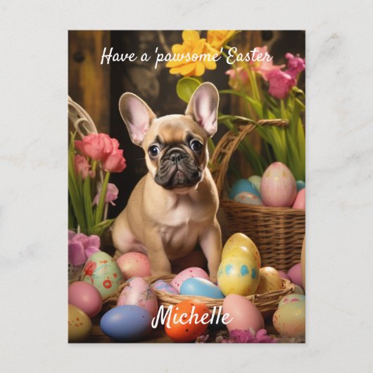 カスタマイズ可能🐶復活祭の喜びと毛皮の友人 ポストカード (正面)