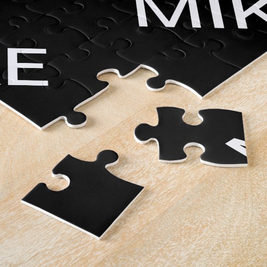 カスタマイズ可能文字 |はっきりした黒モダンと白 ジグソーパズル (側面)