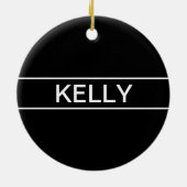 カスタマイズ可能文字 |はっきりした黒モダンと白 セラミックオーナメント (裏面)