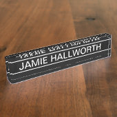 カスタマイズ可能文字 |はっきりした黒モダンと白 デスクネームプレート (側面)