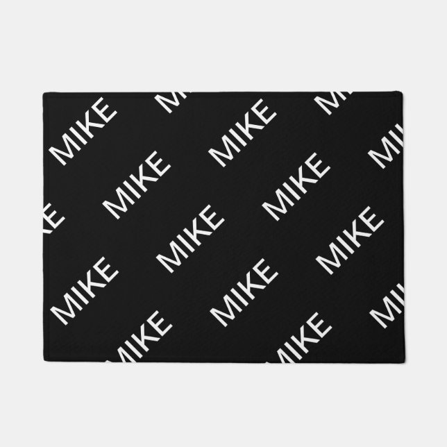 カスタマイズ可能文字 |はっきりした黒モダンと白 ドアマット (正面)