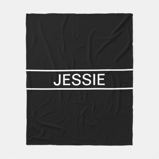 カスタマイズ可能文字 |はっきりした黒モダンと白 フリースブランケット (正面)
