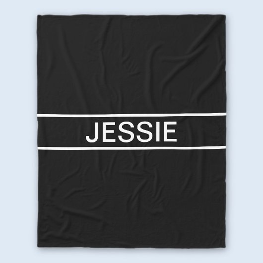 カスタマイズ可能文字 |はっきりした黒モダンと白 フリースブランケット