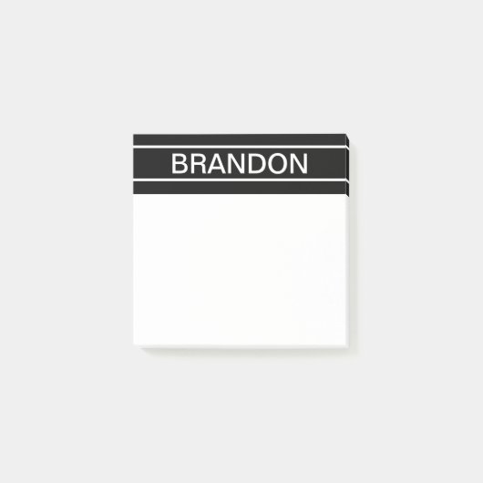 カスタマイズ可能文字 |はっきりした黒モダンと白 ポストイット (正面)