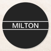 カスタマイズ可能文字 |はっきりした黒モダンと白 ラウンドペーパーコースター (正面)