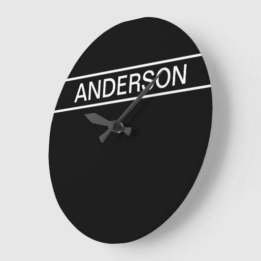カスタマイズ可能文字 |はっきりした黒モダンと白 ラージ壁時計 (傾斜)