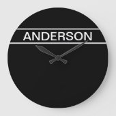 カスタマイズ可能文字 |はっきりした黒モダンと白 ラージ壁時計 (正面)