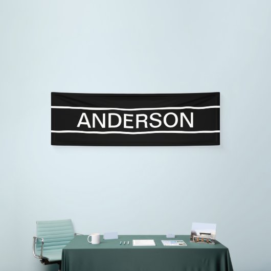 カスタマイズ可能文字 |はっきりした黒モダンと白 横断幕 (トレードショー)