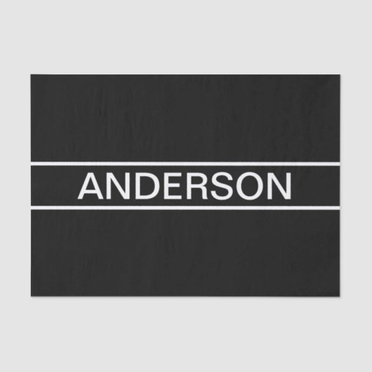 カスタマイズ可能文字 |はっきりした黒モダンと白 薄葉紙 (正面)