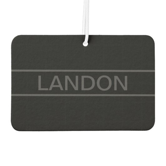 カスタマイズ可能文字 |黒はっきりしたモダンと濃いグレー カーエアーフレッシュナー (裏面)