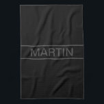 カスタマイズ可能文字 |黒はっきりしたモダンと濃いグレー キッチンタオル<br><div class="desc">はっきりしたコンテンポラリー見て</div>