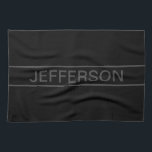 カスタマイズ可能文字 |黒はっきりしたモダンと濃いグレー キッチンタオル<br><div class="desc">はっきりしたコンテンポラリー見て</div>