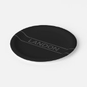 カスタマイズ可能文字 |黒はっきりしたモダンと濃いグレー ペーパープレート (アングル)