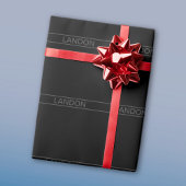 カスタマイズ可能文字 |黒はっきりしたモダンと濃いグレー ラッピングペーパー