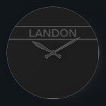 カスタマイズ可能文字 |黒はっきりしたモダンと濃いグレー ラージ壁時計<br><div class="desc">はっきりしたコンテンポラリー見て</div>