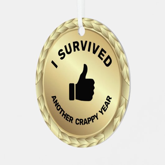 カスタマイズ可能生き延びなI親指上メダルおもしろい メタルオーナメント (正面左)