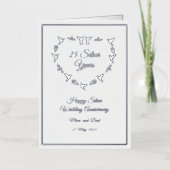 カスタマイズ可能結婚なシルバー記念日 箔グリーティングカード (正面)