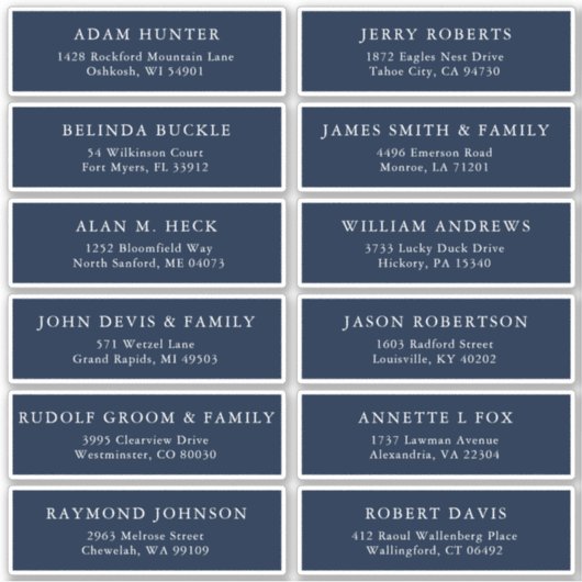 カスタマイズ可能結婚なネイビーのゲストアドレスステッカー シール (正面)