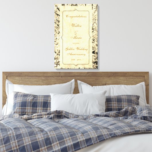 カスタマイズ可能結婚な黄金記念日 キャンバスプリント (インサイチュ (寝室))