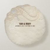 カスタマイズ可能結婚な50周年真珠 ラウンドクッション (裏面)
