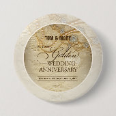 カスタマイズ可能結婚な50周年真珠 缶バッジ (正面)