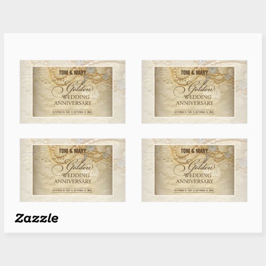 カスタマイズ可能結婚な50周年真珠 長方形シール (シート)