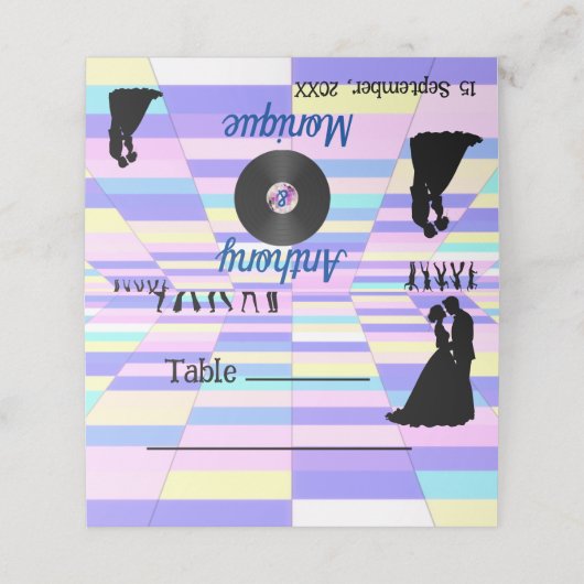 カスタマイズ可能結婚ディスコ プレイスカード (外部開封)