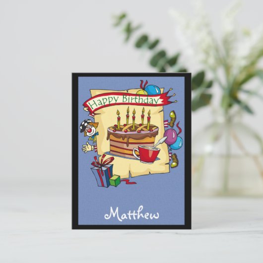 カスタマイズ可能誕生日カード ポストカード (スタンド正面)