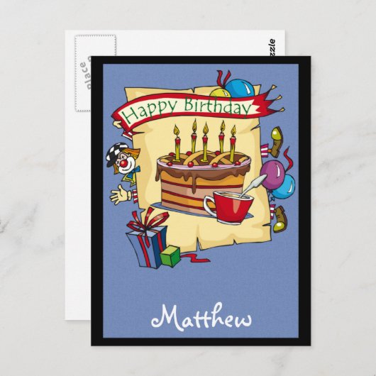 カスタマイズ可能誕生日カード ポストカード (正面/裏面)