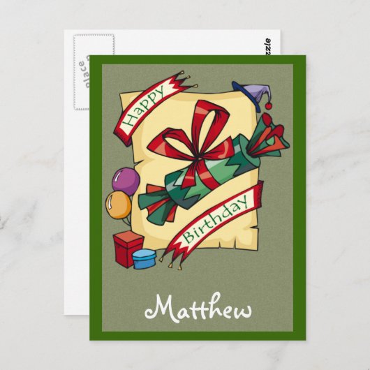 カスタマイズ可能誕生日カード ポストカード (正面/裏面)