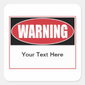 カスタマイズ可能警告標識 スクエアシール (正面)