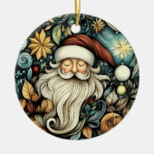 カスタマイズ可能魅力的なヴィンテージサンタ・クリスマス セラミックオーナメント (正面)