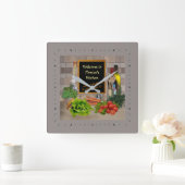 (カスタマイズ可能)お名前のキッチンクロック スクエア壁時計 (ホーム)