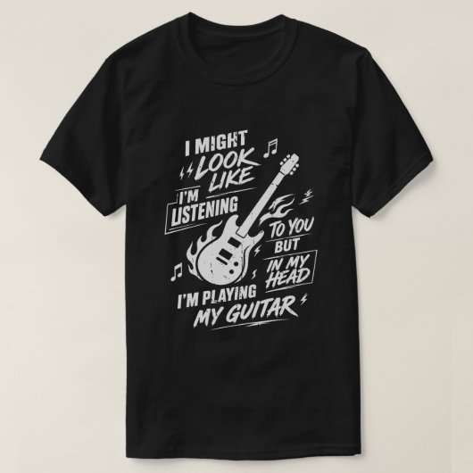 カスタマイズ可能 ギターに夢中な人へ Tシャツ (デザイン正面)