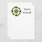 カスタマイズ可能 シャムロックス-金ゴールドアイルランド人 招待状 (正面/裏面)