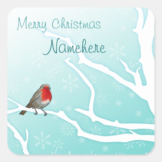 カスタマイズ可能：ツリー内のRobin スクエアシール (正面)