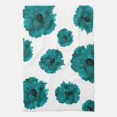 カスタマイズ可能！ティール（緑がかった色）カーネーショントスパターン –  キッチンタオル (縦)