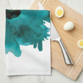 カスタマイズ可能！ティール（緑がかった色）カーネーション大きな花 –  キッチンタオル (四つ折り)