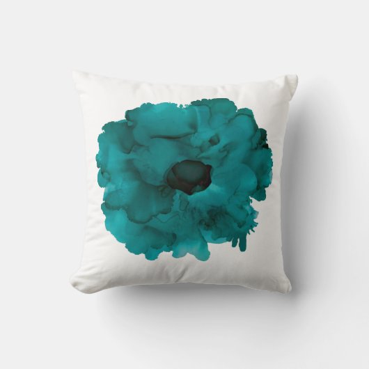 カスタマイズ可能!!!ティール(緑がかった色)カーネーション手色彩の鮮やかフローラ クッション (正面)