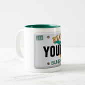 (カスタマイズ可能)フロリダライセンスプレートマグカップ ツートーンマグカップ (正面左)