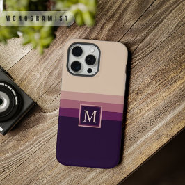 カスタマイズ可能 ライトグレーとダークパープルのカラーブロック iPhone 15 PRO MAXケース